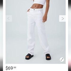 NWT Cotton On White Carpenter Jeans Recycled   Cotton 8